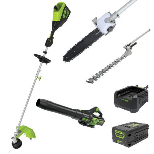 Greenworks 60V 4Ah Multi Tool Value Kit [1305707AU] - 60V Multi Tool + Blower +Hedge Trimmer/Pole Saw Attach 4.0AH Kit