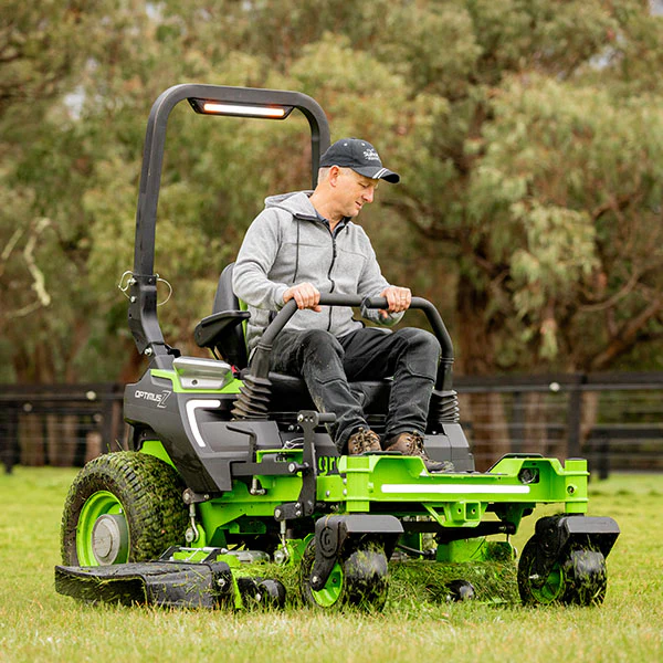 Greenworks CZ48R24X 82V OptimusZ 48'' Ride-On Zero Turn Mower (24kWh) [7403107AU] - Quiet operation and high intensity. - Image 4