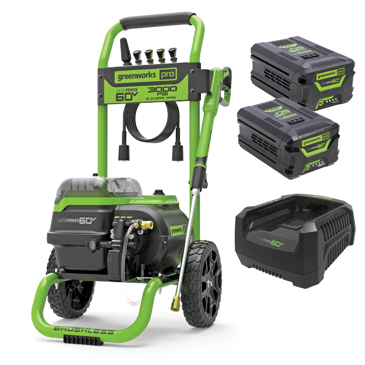 Greenworks PWC401 60V 3000PSI Dual Port Pressure Washer - Powers up easily and gets to work in no time. - Image 2