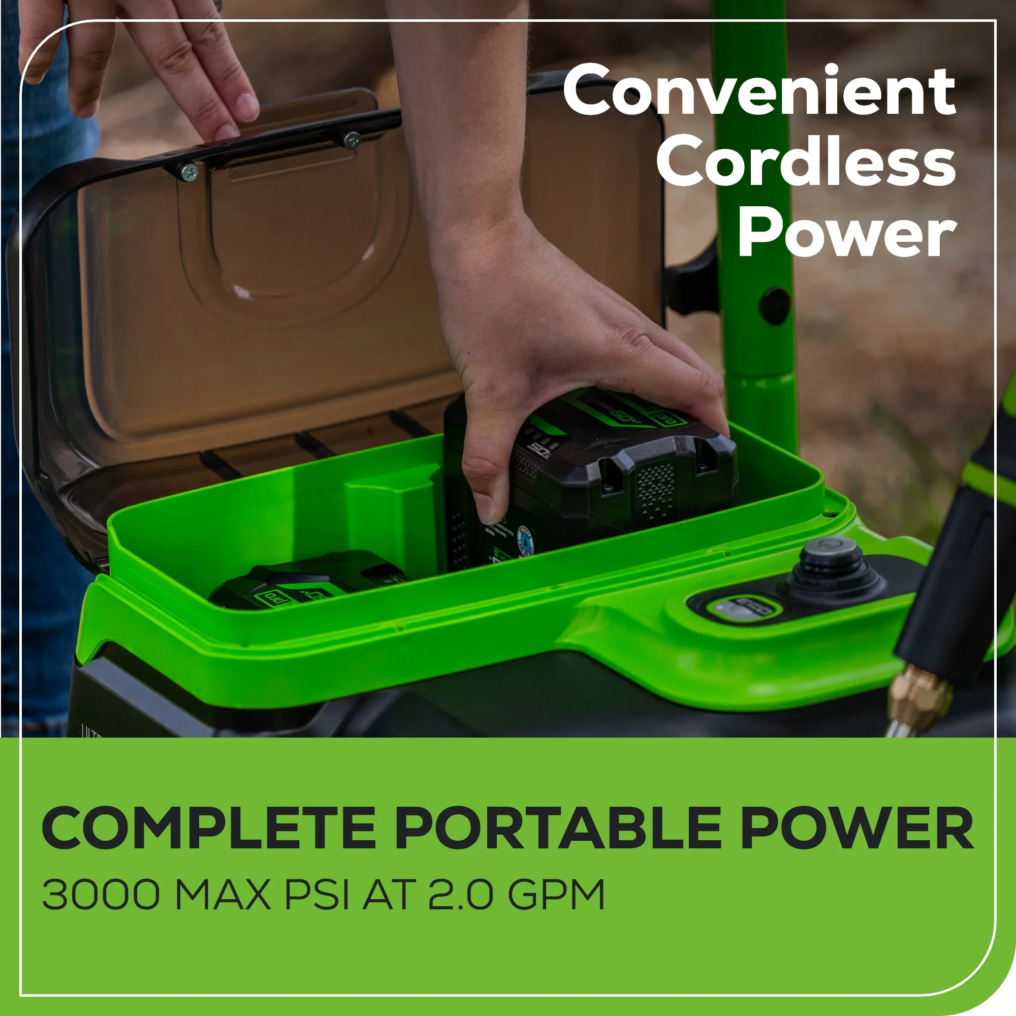 Greenworks PWC401 60V 3000PSI Dual Port Pressure Washer - Powers up easily and gets to work in no time. - Image 5