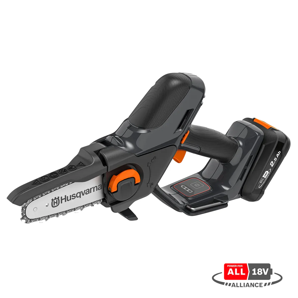 Husqvarna Aspire P5 18V Pruner - Powerful electric tree pruner with smart storage.