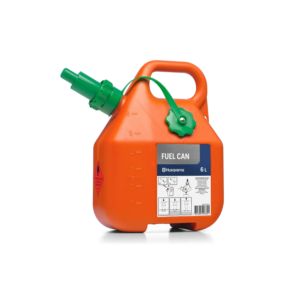 Husqvarna Fuel Can 6L - Reversible spout for longer term storage or transportation.