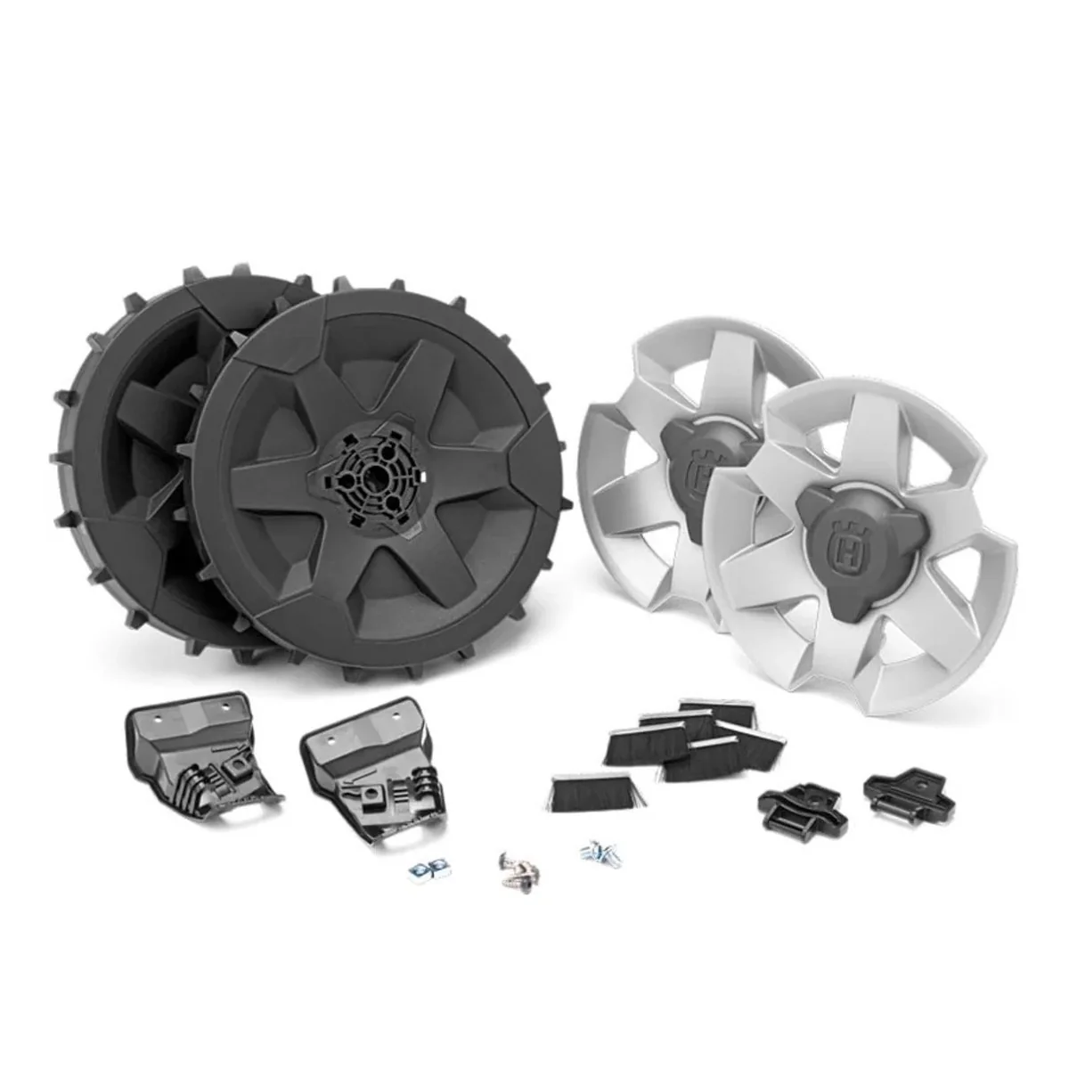 Husqvarna Rough Terrain Kit - Gives traction on rough lawns or slopes, with course treaded wheels & brushes - Image 2