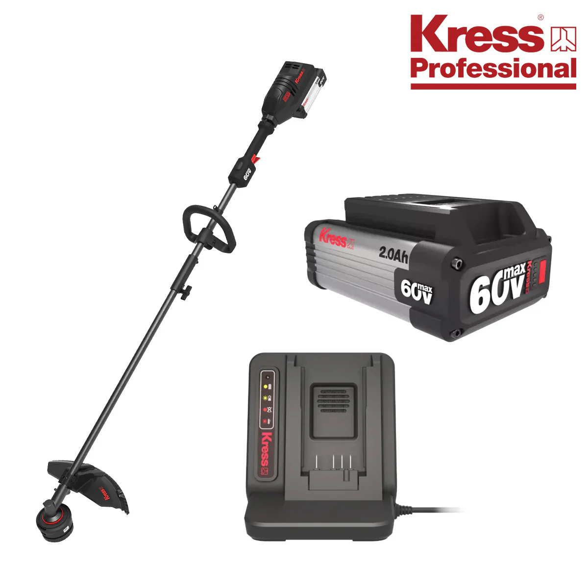Kress Pro KG163.9 41cm String Trimmer Kit - KG163.9 Attachment Capable Trimmer w/ 1 KA3000 Battery & 1 KA3713 Charger