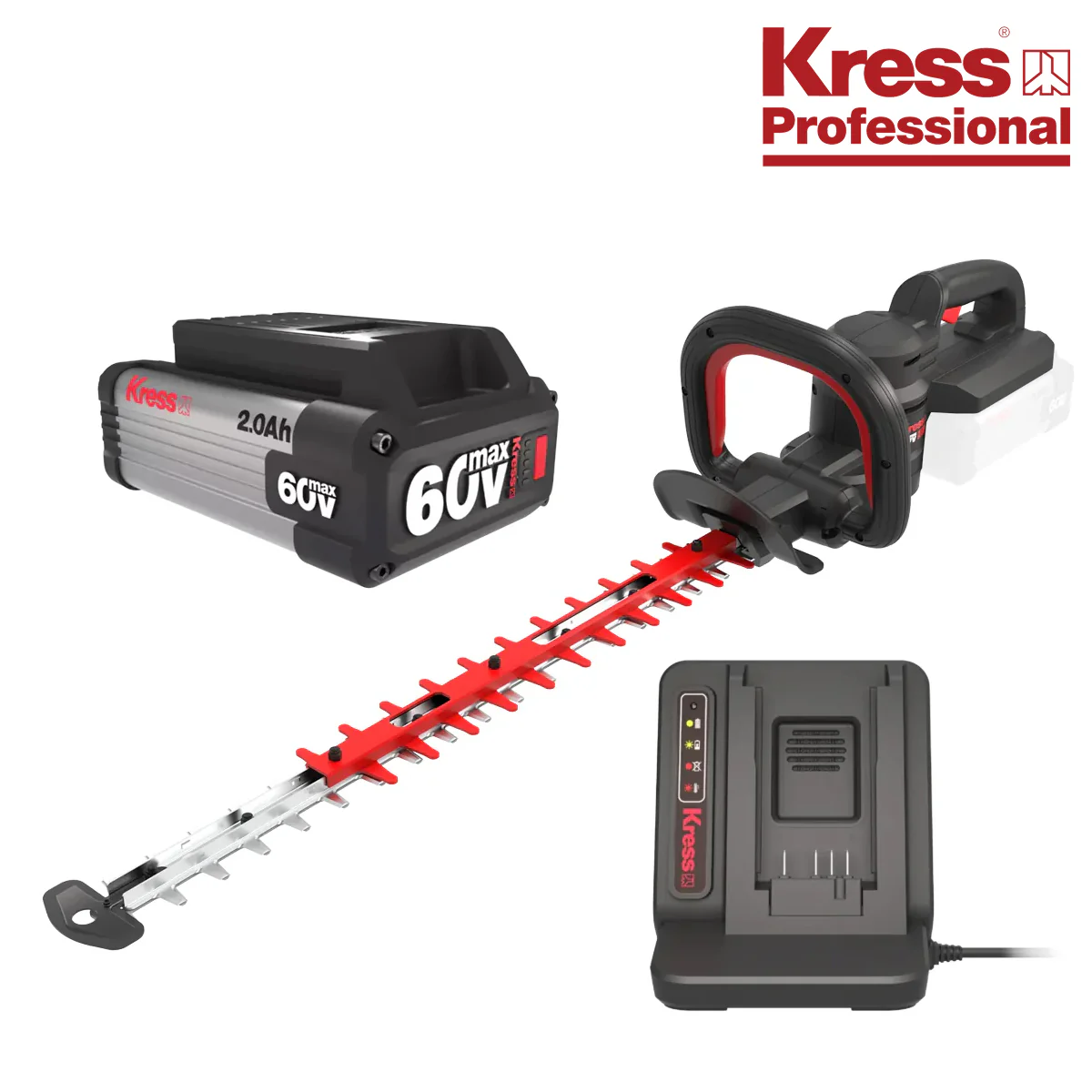 Kress Pro KG262.9 60V 64cm Trimmer Kit - KG262.9 64cm Hedge Trimmer with 1x KA3000 Battery & 1x KA3713 Charger